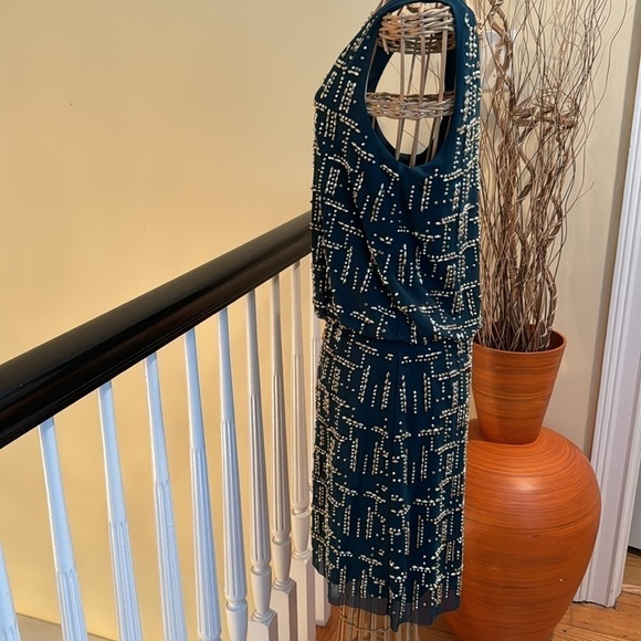 Cache green dress with gold beads - Picture 3 of 11